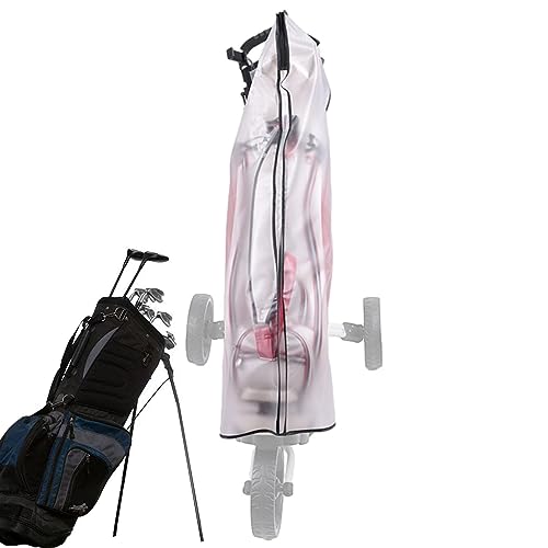 Decorhome Golftas regenhoes, waterdichte golftas regenbeschermhoes met capuchon, ritssluiting UV-bestendige hoes voor golftas, golftas beschermhoes voor golf push carts,transparante golftas regenhoes voor outdo