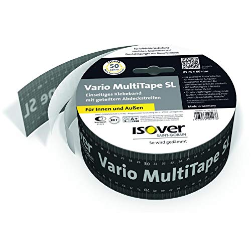 Isover Vario Multitape SL 25 m x 60 mm plakband met gedeelde afdekstrip voor stoomblokkeerfolie