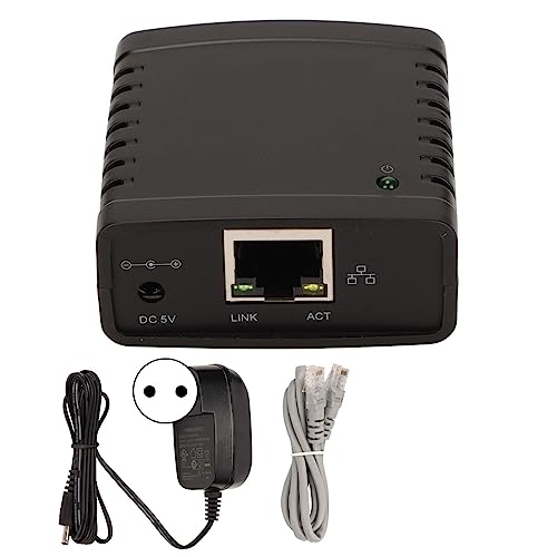 Generic Printserver, 10 Mbps 100 Mbps Laag Stroomverbruik Standaard RJ45 LAN-poort TCP IP LPR Netwerkprintserver Webbeheerfunctie voor Desktop-pc (EU-stekker)