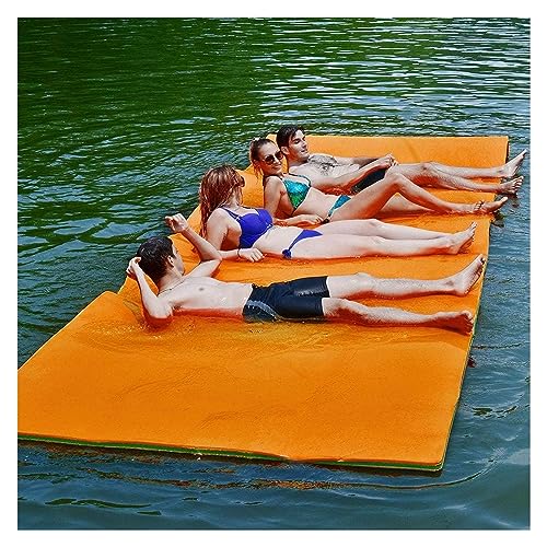 KEuLen Drijvende watermat water drijvende mat drijvende mat voor meer watermat -drijvende mat voor meer drijvende watermat, XPE drijvend eiland voor kinderen en volwassenen (kleur: oranje, maat: 3,5 m x