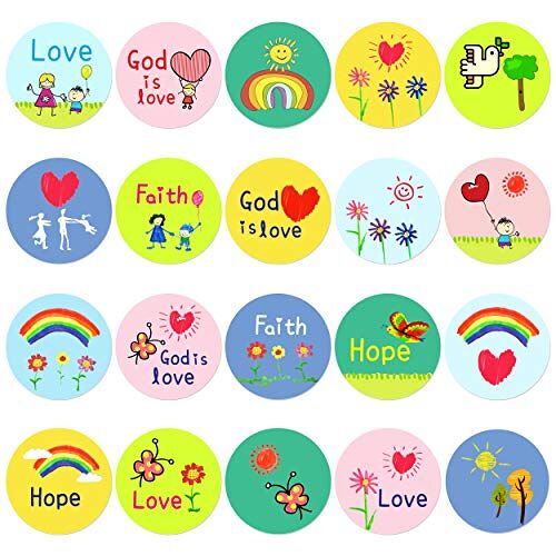 Hebayy 500 stuks Kid-Getrokken Christelijk Geloof Vorm Stickers