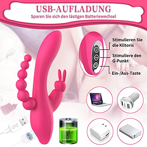 Ayrsjcl G Dot Konijn Vibrator Anale Stimulator Viebrator met clitorisstimulatie Vibrators Voor G Spot Stimulatie Dildo Prostaat voor G-spot Machine Analvibrator Waterdicht