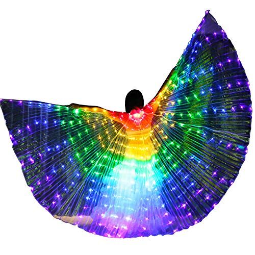 Zebery LED-vleugels voor volwassenen, LED-vlinder Isis-vleugels, LED Isis-vleugels, oplichtende buikdanskostuums