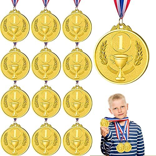 RUHM 12 stuks medailles voetbal, winnende medailles, metalen medailles, medailles sport, gouden medailles voor kinderen, medailles kinderverjaardag, winnende medailles, goud, medailles wedstrijd