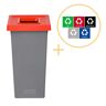 Plafor Fit Bin Prullenbak voor afvalscheiding 75L, Grijs/Rood