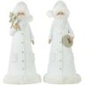 J-Line Kerstfiguren - poly - wit/goud - 2 stuks