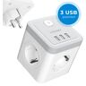 Voomy Cube Verdeelstekker 3 USB-A&4 EU - Wit Wit