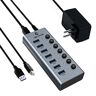 HOPDAY Aangedreven USB 3.0-hub, 7-poorts USB-hub, USB-datasplitter met individuele aan/uit-schakelaars en 1 m lange kabel voor MacBook, iMac, Surface, Dell, Laptop, PC, HHD, SSD