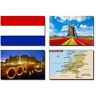 2022 SET VAN 4 NEDERLAND KOELMAGNETEN NEDERLAND VLAG NEDERLAND KAART NEDERLAND ATTRACTIES