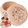 WILLAB Tandenfeedoos, Tandendoos Houten baby-aandenkendoos voor tand   Opbergdoos cadeau voor verjaardag babyshower, sprookjescadeaus voor jongen of meisje, aandenken cadeau