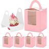 La Llareta 25 stuks individuele cupcakes, taartdozen, cupcake-dozen, met intern steunframe en handvat, voor cupcakes, verjaardag, feest, bruiloft (roze)