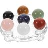 Lurrose Kristallen Bol Zeven Sterren Array Zwarte Obsidiaan Standaard Chakra Set Glazen Bol Bol Chakra Helende Stenen Set Chakra Stenen Set Chakra Bol Bal Ronde Groep Kantoor Draagbaar