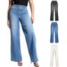 HELVES 2023 New Seamed Front Wide Leg Jeans for Women High Waist,Oprah Favorite Jeans,New Wide Leg Jeans for Women (L, Blue)