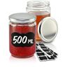 Praknu 12 Preserving Jars 500ml met deksels, labels luchtdichte Twistoff Jars voor het inmaken