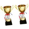 Yardwe Feest 2 Stuks Voetbaltrofeeën Concurrentietrofee Jeugd Basketbaltrofeeën Voetbaltrofee Sporttrofee Goud Metalen Trofee Toernooi Trofee Trofee Cup Kind Standbeeld Kindercadeaus