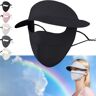 diveck Ice Silk Full Face Sunscreen Mask Full Coverage, Ice Silk Vinyl Full Face Sunscreen Mask (Black)