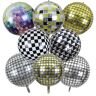 xnnmzhao Disco-folieballonnen, 8 stuks, discoballen, 55,6 cm, 4D-discoballonnen, rond, decoratie voor party, disco, decoratie voor themafeesten, disco, decoratie