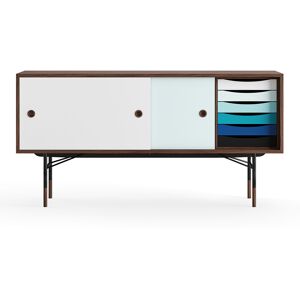 House of Finn Juhl Sideboard With Tray Unit, Walnut, White/yellow, Burnished Steel, Cold