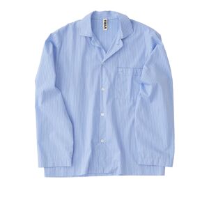 Tekla Poplin Pyjamas Shirt - Blue Pin Stripes - L