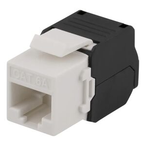 Deltaco Cat6a Keystone Jack, Toolless Clamp Termination, Plastic, White