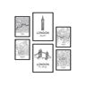 Nacnic 6 Liner Conjunto Do Reino Unido Pósters Com Ilustrações No Estilo Nocérico De Mapas E Monumentos Para Sua Casa Negócios Escritório Tamage A4 E A3