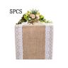 Gelldg 5Pcs 30X275Cm Vintage Look Juta Corredor de Mesa Renda Hessian Fita de Mesa para Presente de Casamento Festival Evento Decoração de Mesa Festa Festiva