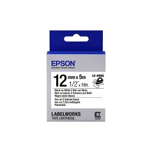 Epson LK-4WBQ Iron-On   svart text - vit tejp   12mm (original)