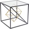 Kare Design Beistelltisch Prisma Gold, edler Couchtisch aus Glas, Tisch mit Metall-Streben, Couchtisch, Wohnzimmer, Sofatisch, Nachttisch, 45x45x45 cm (H/B/T)