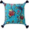 Paoletti Riva  Tree Of Life Kissenbezug Eisvogel Blue Floral Chinoiserie-Druck Pompom Quaste Corners Maschinenwaschbar 100% Baumwolle 50 X 50 Cm (20" X 20" Zoll) Entwickelt In Großbritann