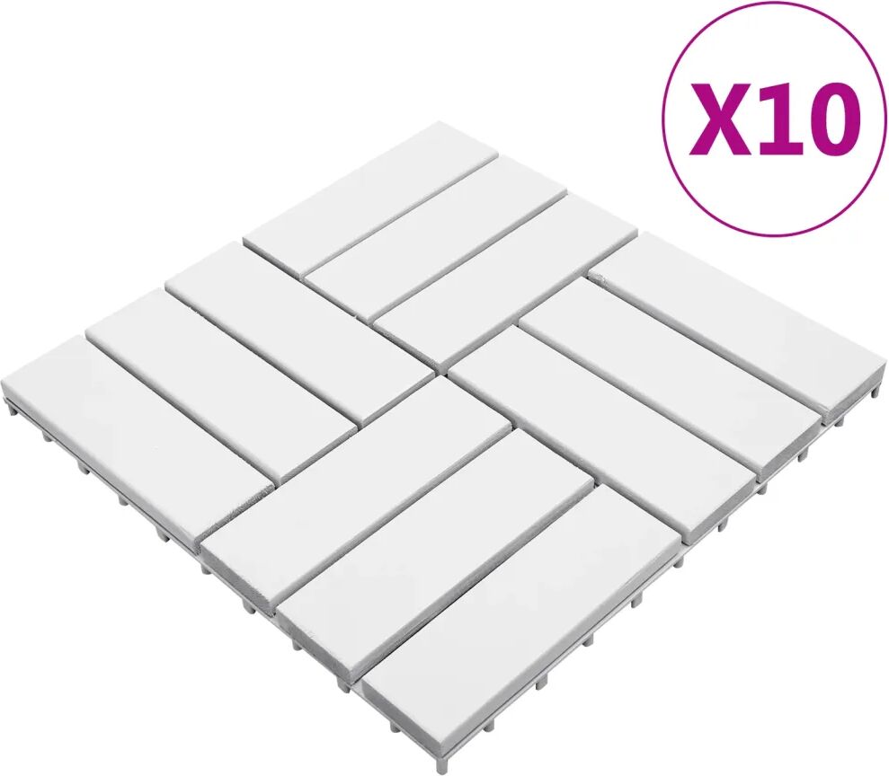 vidaXL Podlahové dlaždice 10 ks biele 30x30 cm masívne akáciové drevo