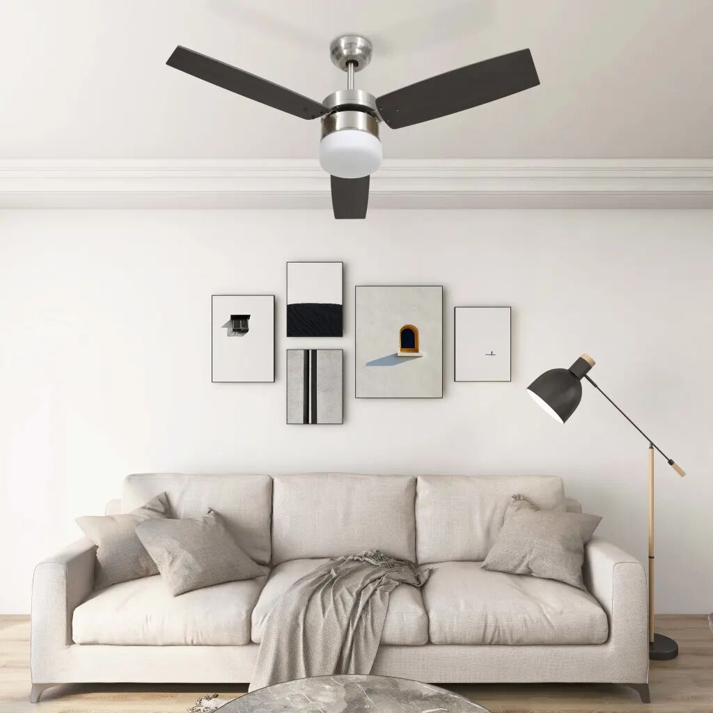 vidaXL Stropný ventilátor s osvetlením a diaľkovým ovládaním 108 cm tmavohnedý