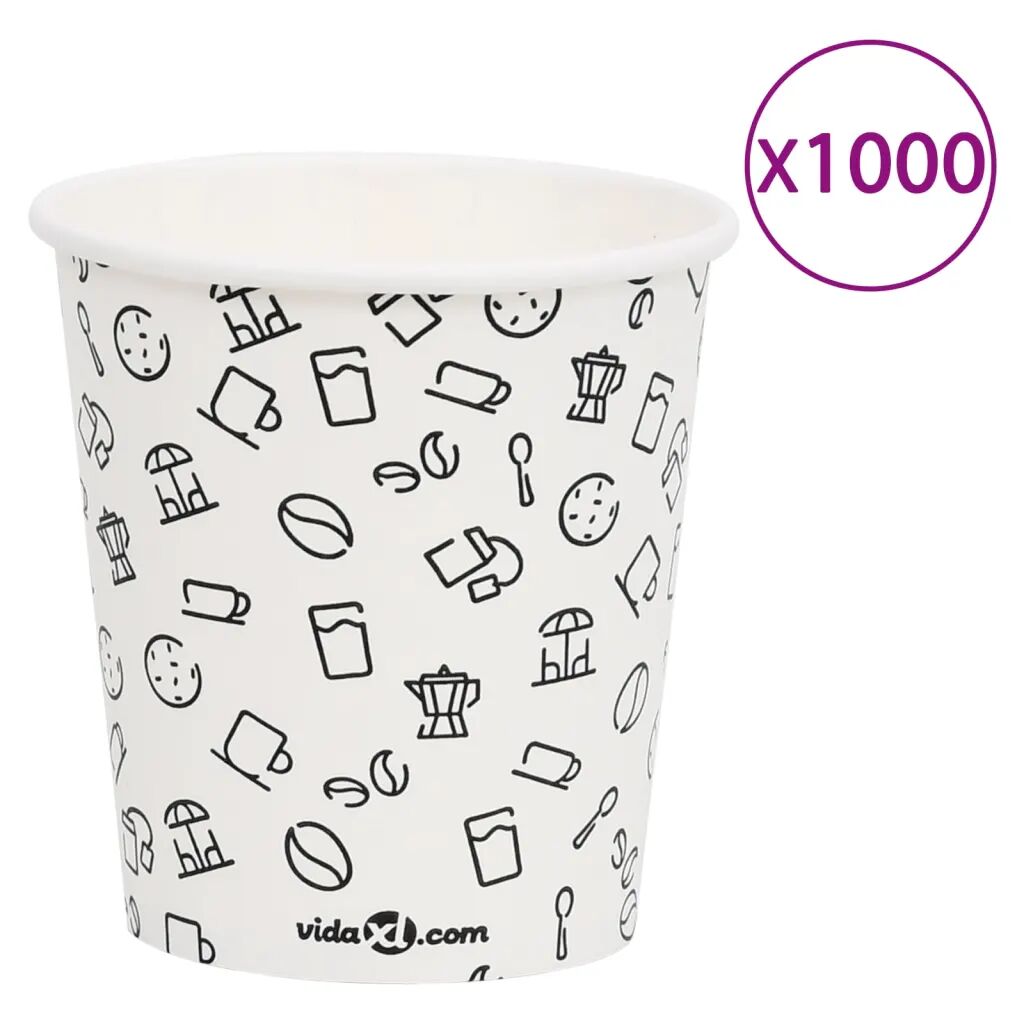 vidaXL Kávové papierové poháre 200 ml 1000 ks bielo-čierne