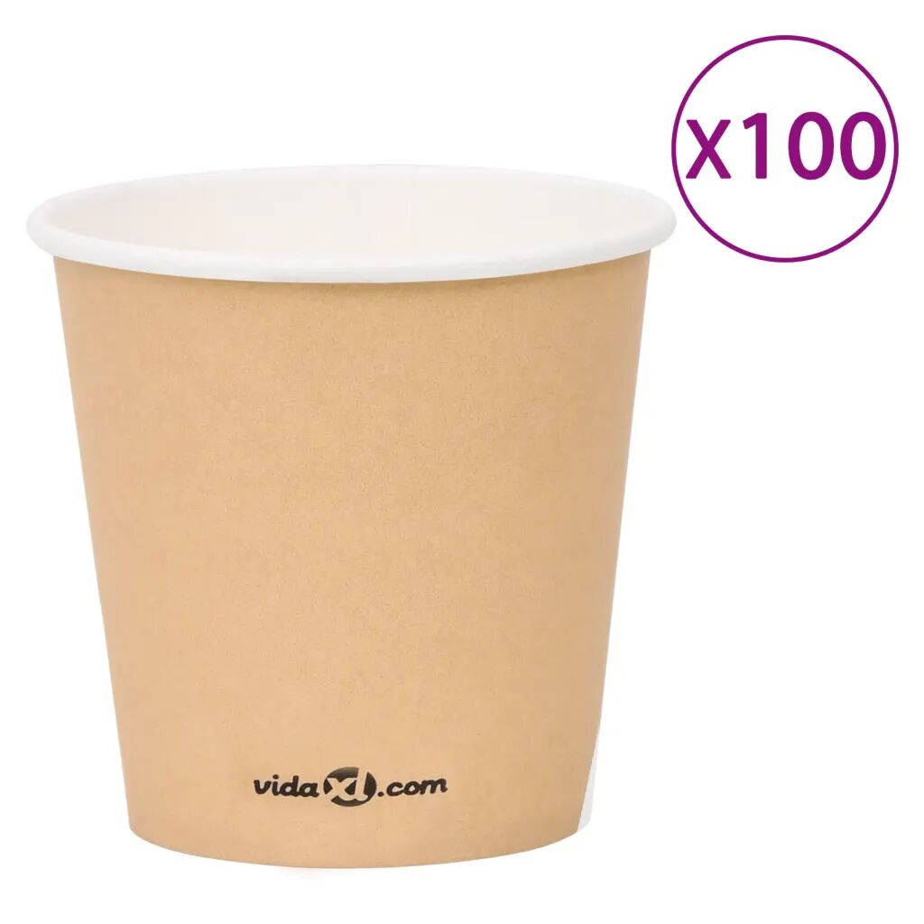 vidaXL Kávové papierové poháre 120 ml 100 ks hnedé
