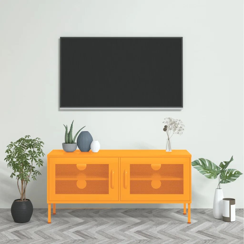 vidaXL TV skrinka horčicovo-žltá 105x35x50 cm oceľ