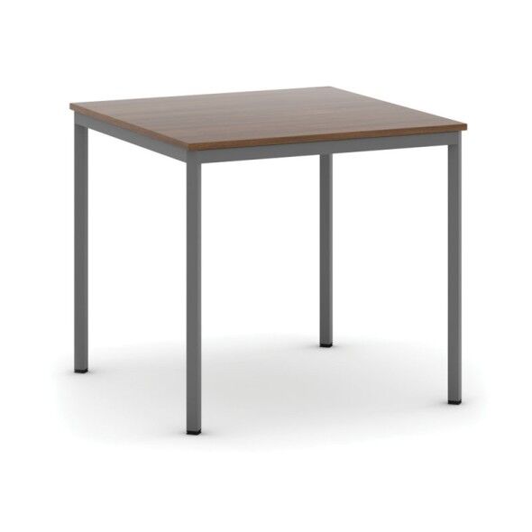 B2B Partner Stôl jedálenský, 800 x 800 mm doska orech, podnož tm. sivá