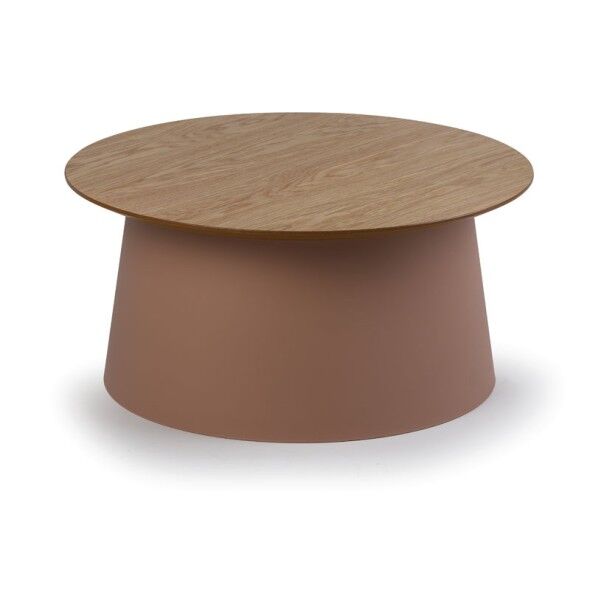 B2B Partner Plastový kávový stolík seta s drevenou doskou, priemer 690 mm, tehlový