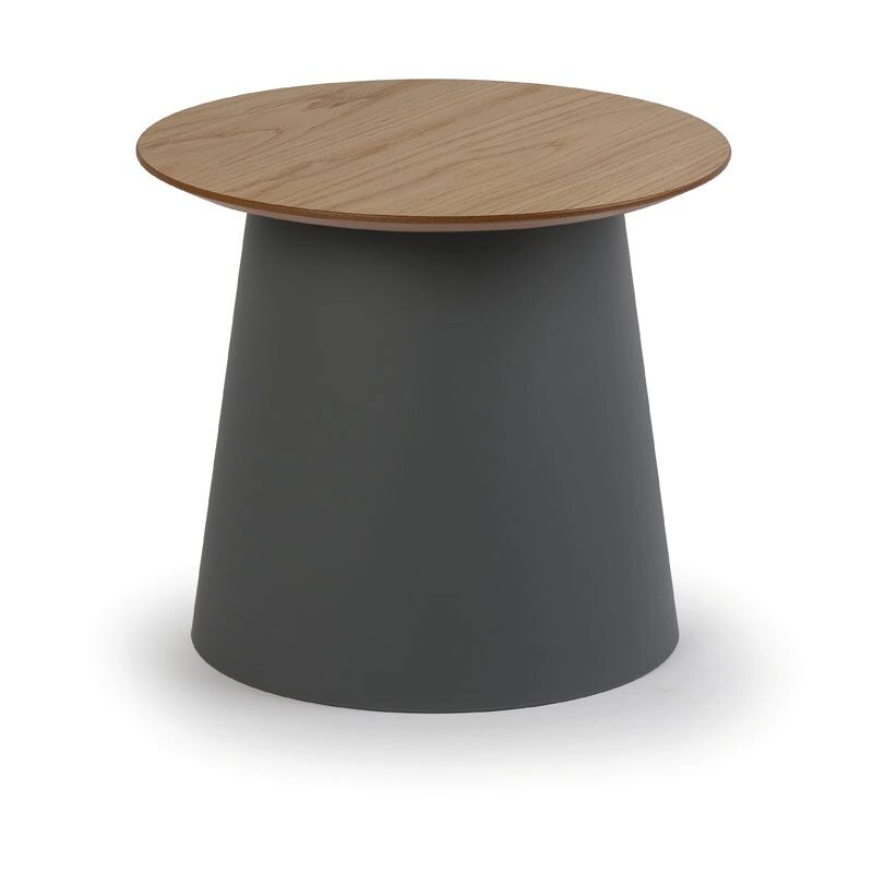 B2B Partner Plastový kávový stolík seta s drevenou doskou, priemer 490 mm, sivý