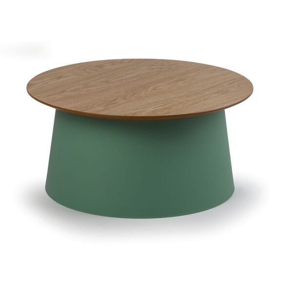B2B Partner Plastový kávový stolík seta s drevenou doskou, priemer 690 mm, zelený