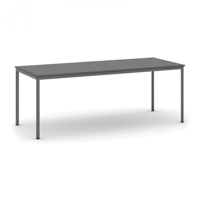 B2B Partner Stôl jedálny, 2000 x 800 mm doska grafit, podnož tm. sivá