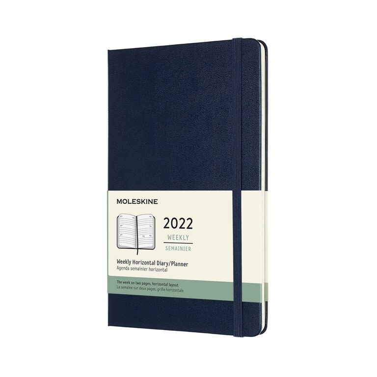 MOLESKINE Horizontálny diár 2022 tvrdý modrý – L