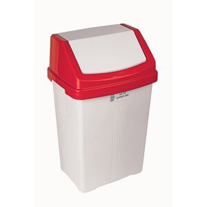 Robert Scott 101735 White Swing Bin With Coloured Lid 50L  Red