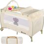 tectake Travel cot elephant with changing mat and play bar - beige