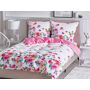 Beliani Duvet Cover and Pillowcase Set White and Pink 135 x 200 cm Cotton Flower Print Modern Bedroom