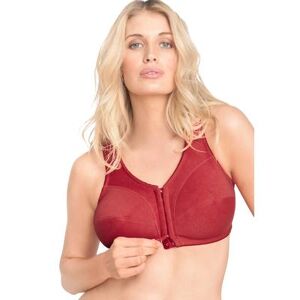 Plus Size Women's Cotton Front-Close Wireless Bra by Comfort Choice in Classic Red (Size 46 D)