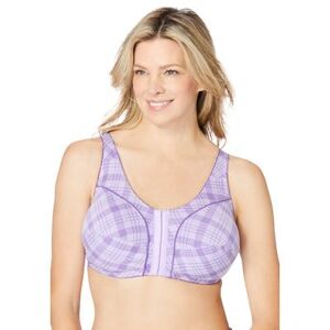 Plus Size Women's Cotton Front-Close Wireless Bra by Comfort Choice in Spring Plaid (Size 46 D)