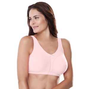 Plus Size Women's Cotton Back-Close Wireless Bra by Comfort Choice in Shell Pink (Size 52 D)