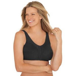 Plus Size Women's Cotton Front-Close Wireless Bra by Comfort Choice in Black (Size 38 D)