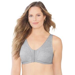 Plus Size Women's Cotton Front-Close Wireless Bra by Comfort Choice in Heather Grey (Size 50 D)