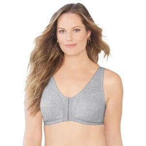 Plus Size Women's Cotton Front-Close Wireless Bra by Comfort Choice in Heather Grey (Size 40 D)