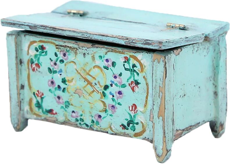 Rachel Ashwell Dollhouse Furniture: Green Floral Savannah Trunk